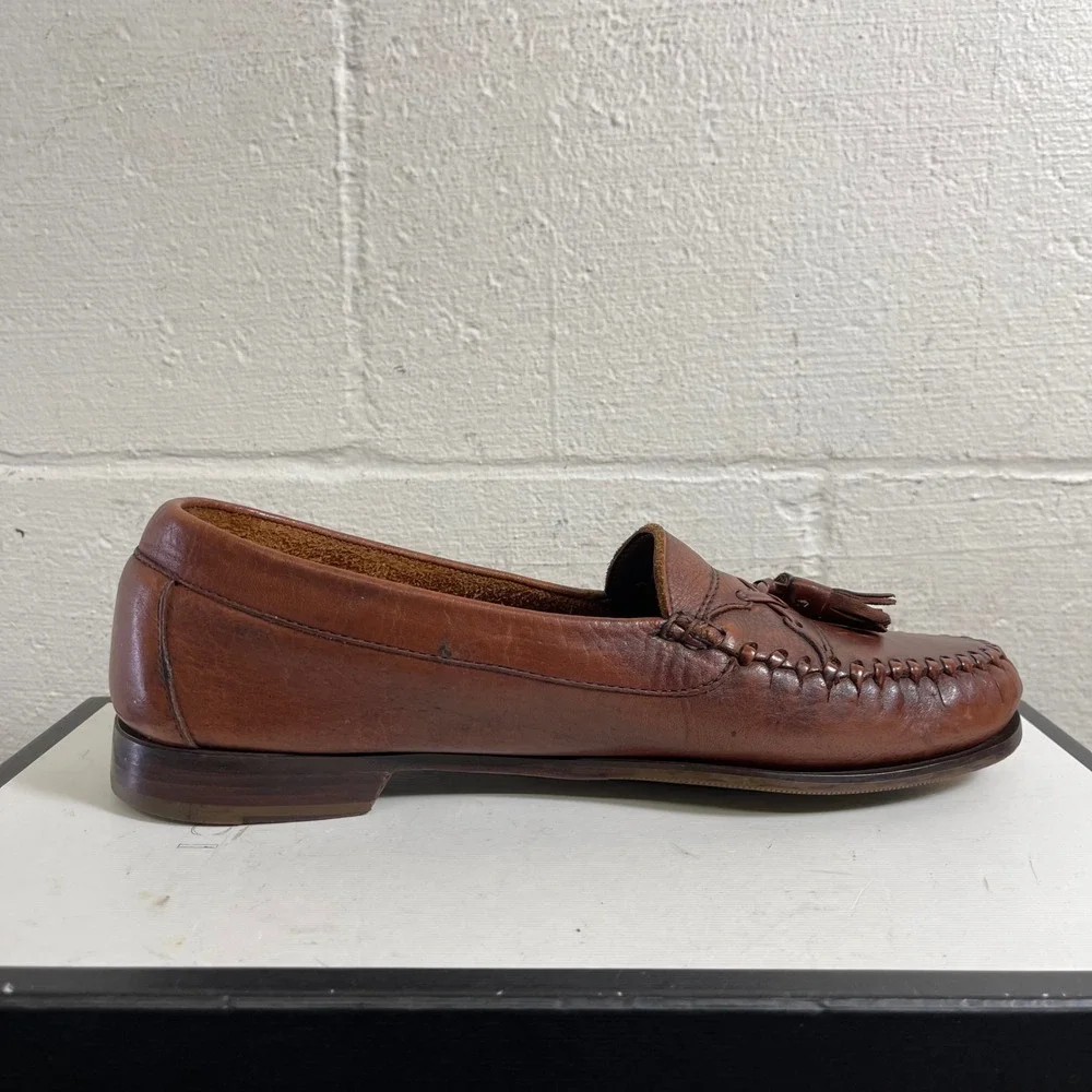J. Murphy Johnston & Murphy Brown Leather Kiltie Tassel Loafers Men's 9.5 W‎